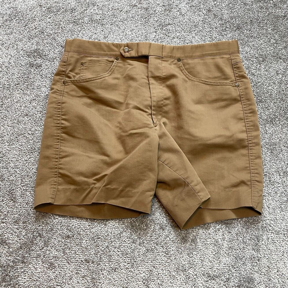 Vintage Jaymar Ruby SansABelt Mens Chino Shorts Size 36 Brown 7 Inch Pleated